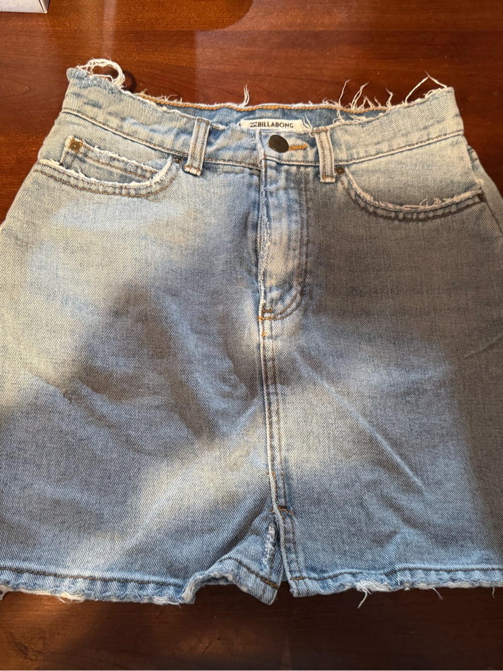 Billabong Light Blue Frayed Hem Denim Shorts
